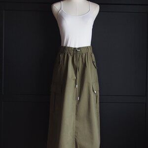 100% Cotton Khaki Cargo Skirt